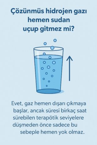 Çözünmüş hidrojen gazı hemen sudan uçup gitmez mi?