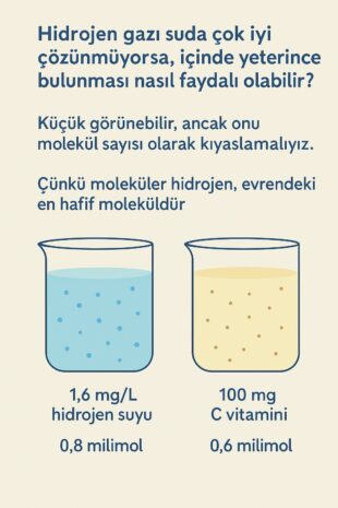 Hidrojen gazı suda çok iyi çözünmüyorsa, içinde yeterince bulunması nasıl faydalı olabilir?